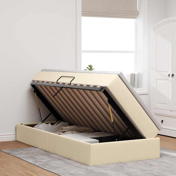 vidaXL Krevet s madracem i skladi&scaron;tem Krema 100 x 200 cm Poliester