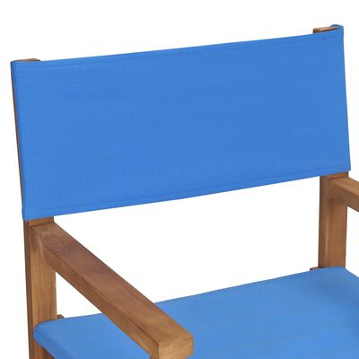 vidaXL Redateljska stolica od masivne tikovine plava