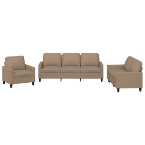 vidaXL 3-dijelni set sofa s jastucima boja cappuccina od umjetne kože
