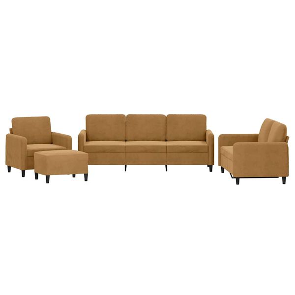 vidaXL 4-dijelni set sofa smeđi bar&scaron;unasti