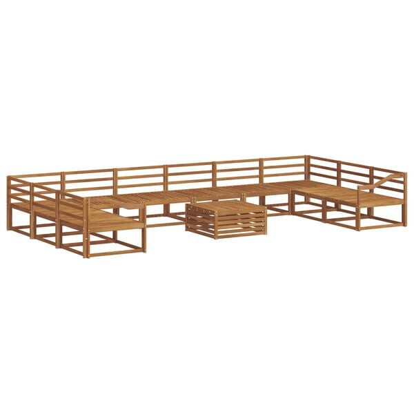 vidaXL Set vanjskih sofa 11 pcs Prirodna Čvrsto drvo akacije
