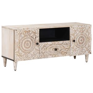 vidaXL TV ormar Bijelo 105 x 33,5 x 46 cm Čvrsto drvo manga