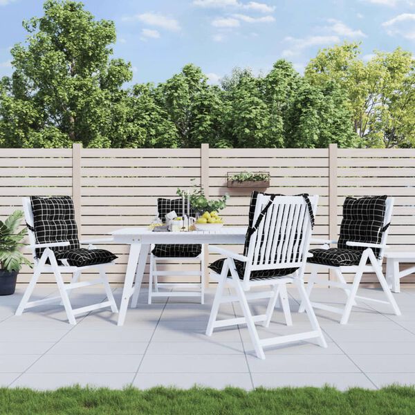 vidaXL Jastuci za stolicu niskog naslona 4 kom crni karirani tkanina