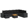 vidaXL 9-dijelni set vrtnih sofa s jastucima crni od poliratana