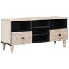 vidaXL TV ormar s ladicama Bijelo 100 x 33,5 x 46 cm Čvrsto drvo manga