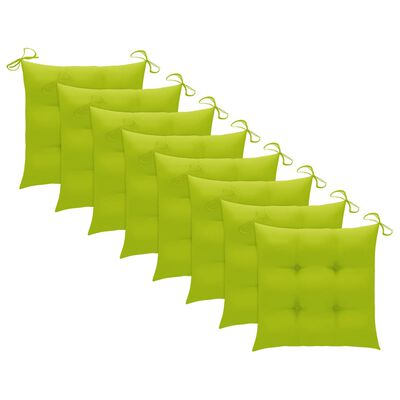 vidaXL Blagovaonske stolice s jarko zelenim jastucima 8 kom tikovina