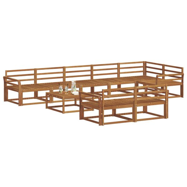 vidaXL Set vanjskih sofa 9 pcs Prirodna Čvrsto drvo akacije