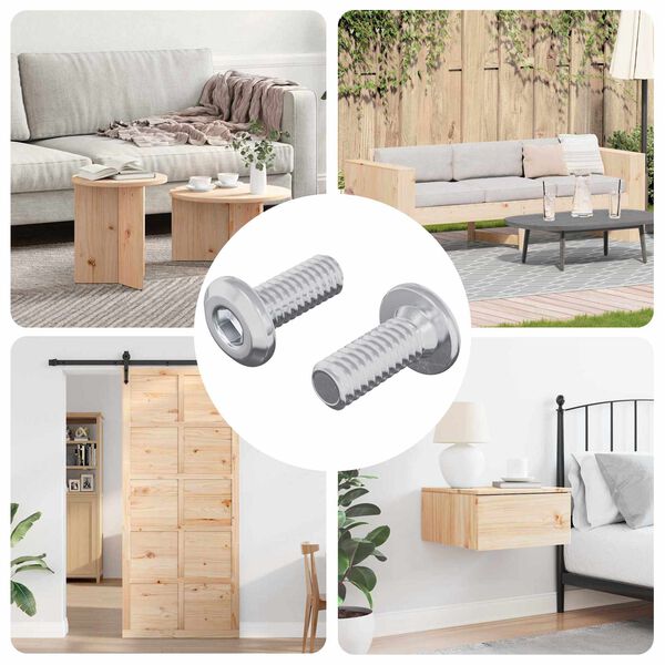 vidaXL Vijak s plastičnom glavom 2 pcs Srebrno M6 x 15 mm Čelik