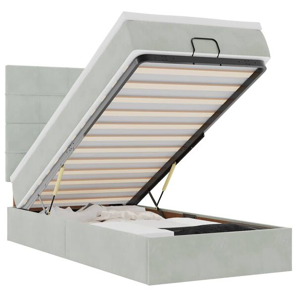 vidaXL Okvir kreveta s madracima svijetlosivi 90x200cm baršunasti