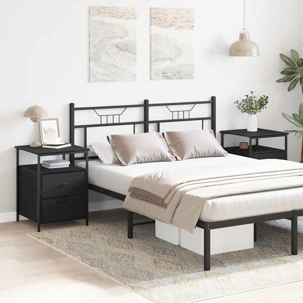 vidaXL Noćni ormar s ladicama 2 pcs Crni hrast 34 x 35,5 x 50 cm