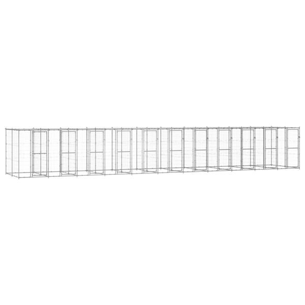 vidaXL Vanjski kavez za pse od pocinčanog čelika s krovom 26,62 m&sup2;