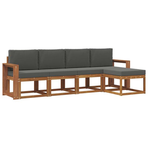 vidaXL Set vanjskih sofa 5 pcs Prirodna i antracit Čvrsto drvo akacije