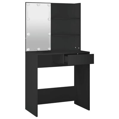 vidaXL Toaletni stolić s LED svjetlima crni 74,5 x 40 x 141 cm