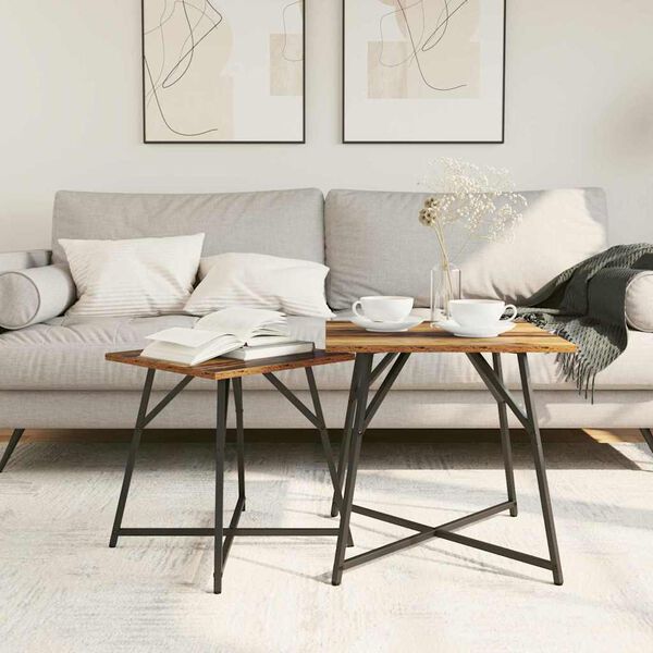 vidaXL Set pomoćnih stolića 2 pcs Stari drvo i crna