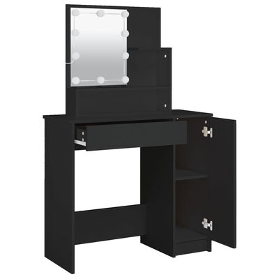 vidaXL Toaletni stolić s LED svjetlima crni 86,5x35x136 cm