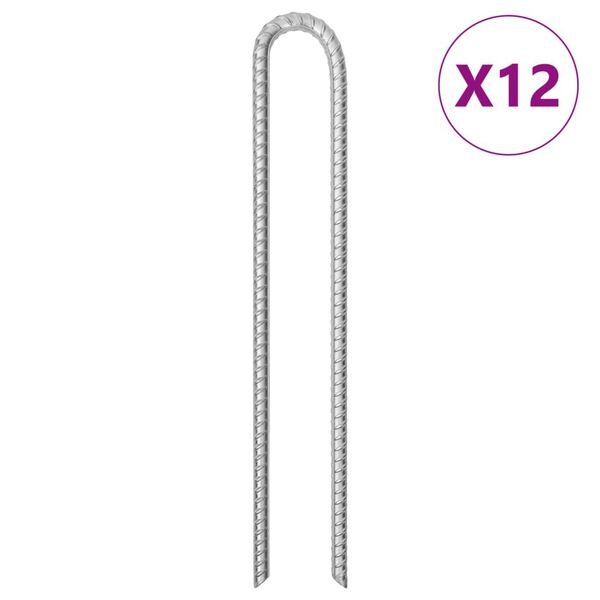 vidaXL Klinovi za šator U-oblika 12 kom 41,5 cm Ø12 mm pocinčani čelik
