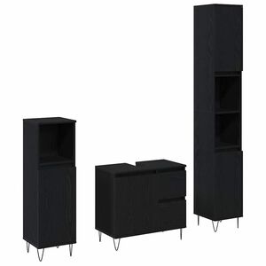 vidaXL Set namje&scaron;taja za kupaonicu 3 pcs Crni hrast 30 x 30 x 190 cm