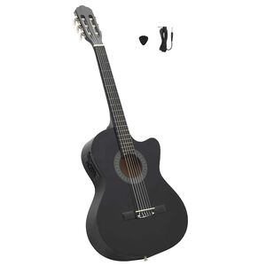vidaXL Klasična gitara Western s ujednačivačem i 6 žica crna