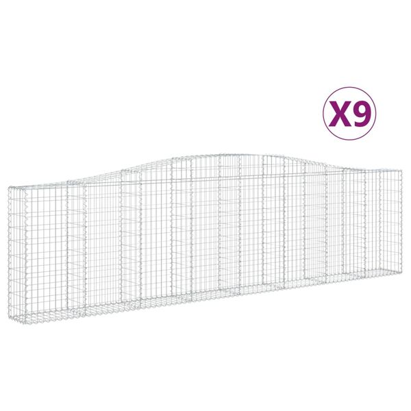vidaXL Lučne gabionske ko&scaron;are 9 kom 400x30x100/120cm pocinčano željezo
