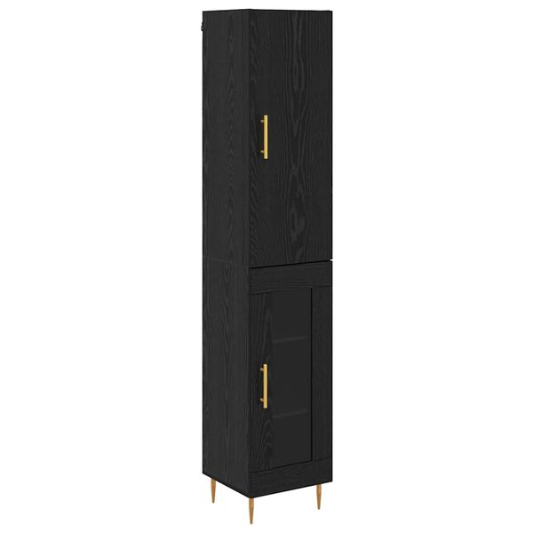 vidaXL Highboard 2 pcs Crni hrast Konstruirano drvo
