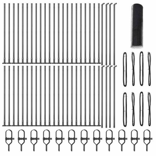 vidaXL Ograda s stupovima Siva 1 x 100 m Čelik prekriven PVC-om