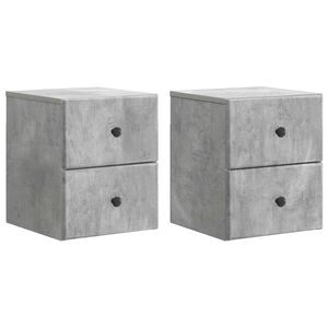 vidaXL Noćni ormarić za montažu na zid s ladicama 2 pcs Betonska siva