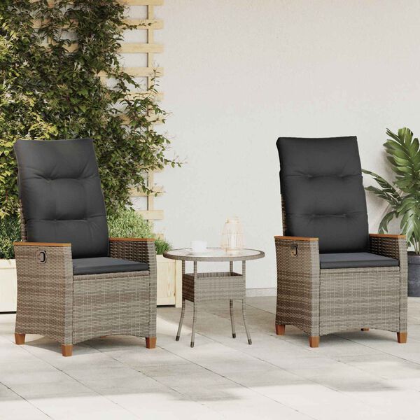 vidaXL Ležaljka u vrtu Siva i tamno siva 64 x 57,5 x 112 cm poliratan