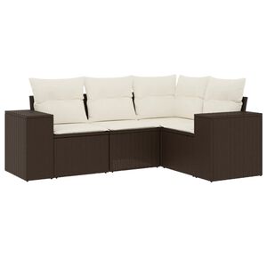 vidaXL 4-dijelni set vrtnih sofa od poliratana s jastucima smeđi