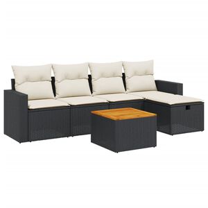 vidaXL 6-dijelni set vrtnih sofa s jastucima crni od poliratana