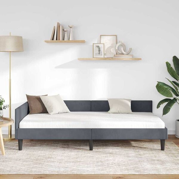 vidaXL Kutni okvir kreveta Tamno siva 80 cm x 200 cm Baršun