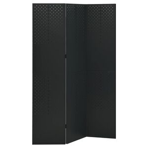 vidaXL Sobna pregrada s 3 panela crna 120 x 180 cm čelična