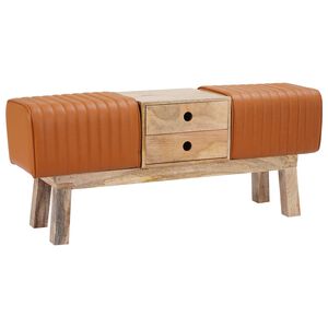 vidaXL klupa 110 x 30 x 45 cm Prava koža Smeđa
