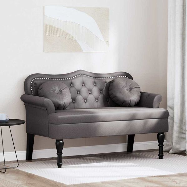 vidaXL Chesterfield klupa Siva 120.5 x 65 x 75 cm Lažna koža