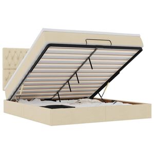 vidaXL Otomanski krevet s madracem i LED krem 180x200cm od tkanine