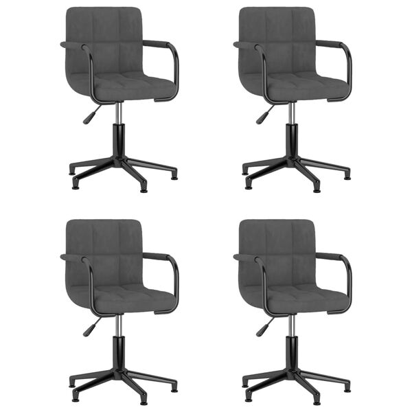 vidaXL Okretne blagovaonske stolice 4 kom tamnosive bar&scaron;unaste