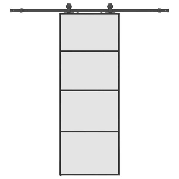 vidaXL Klizna vrata s priborom crna 76 x 205 cm od ESG stakla