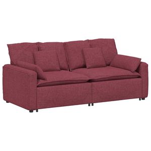 vidaXL Modularna sofa s jastucima, vinsko crvena
