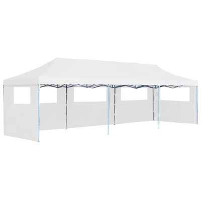 vidaXL Sklopivi šator za zabave s 5 bočnih zidova 3 x 9 m bijeli