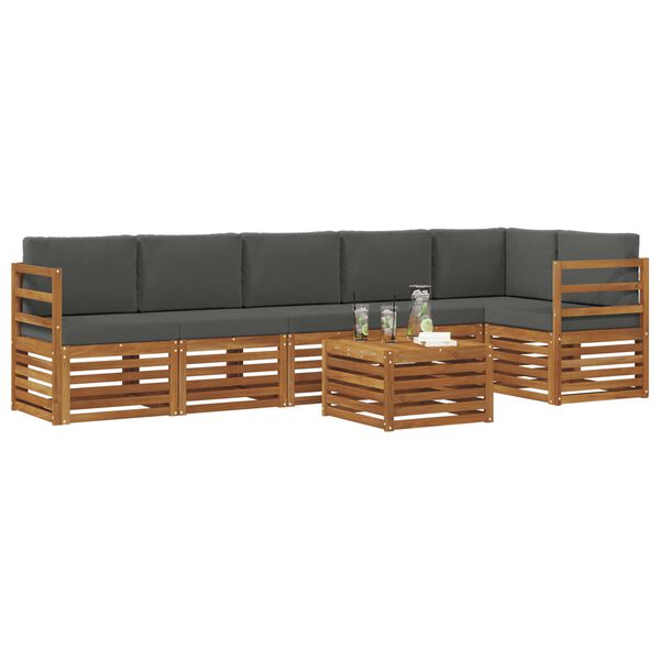 vidaXL Setovi sofa 7 pcs Prirodna i antracit Čvrsto drvo akacije