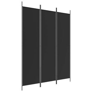 vidaXL Sobna pregrada s 3 panela crna 150 x 200 cm od tkanine