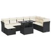vidaXL 9-dijelni set vrtnih sofa s jastucima crni od poliratana