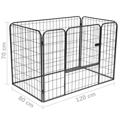 vidaXL Izdržljiva ograda za pse crna 120 x 80 x 70 cm čelična