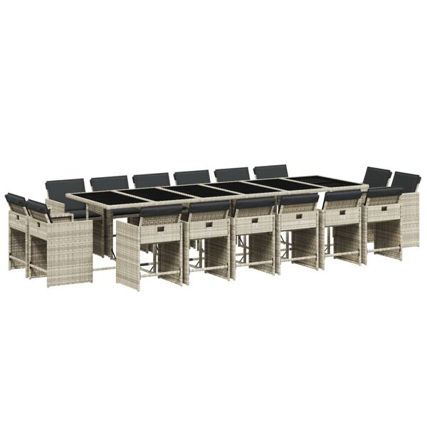 vidaXL 17-dijelni vrtni blagovaonski set s jastucima svijetlosivi