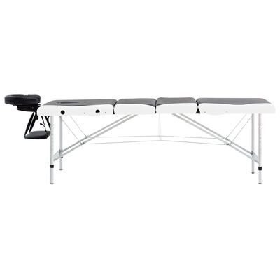 vidaXL Sklopivi stol za masažu s 4 zone aluminijski crno-bijeli