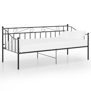 vidaXL Okvir za krevet na razvlačenje crni metalni 90 x 200 cm