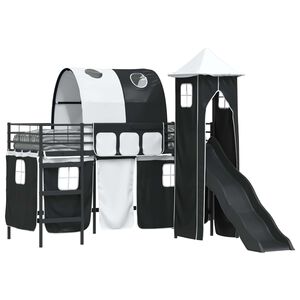 vidaXL Okvir Krevet za Dječji Loft Crna 74,5 x 190 cm Metal