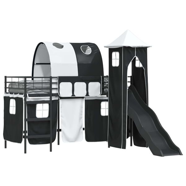 vidaXL Okvir Krevet za Dječji Loft Crna 74,5 x 190 cm Metal