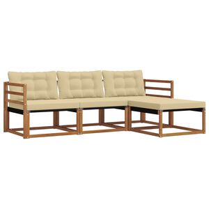 vidaXL Set vanjskih sofa s jastukom 4 pcs Prirodna i bež