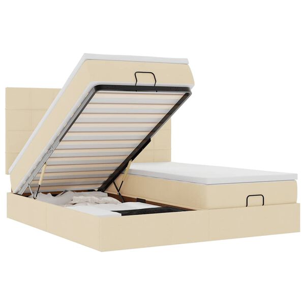 vidaXL Otomanski okvir kreveta s madracima krem 180x200cm od tkanine