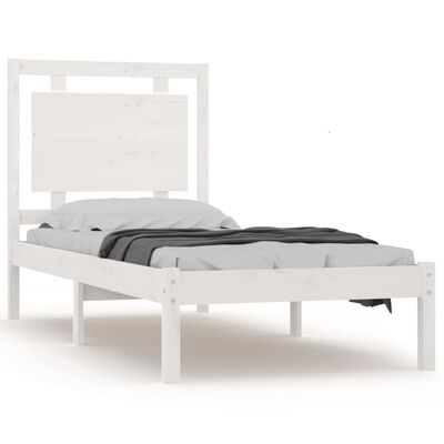 vidaXL Okvir za krevet od masivnog drva bijeli 100 x 200 cm